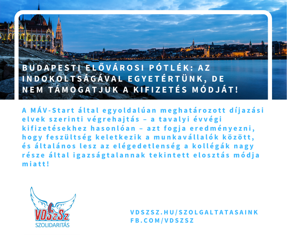 Budapesti elővárosi pótlék: az indokoltságával egyetértünk, de nem támogatjuk a kifizetés módját!